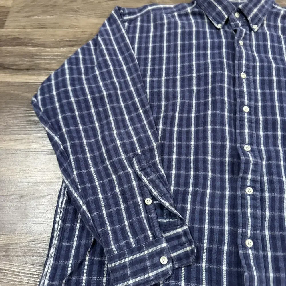 VTG Polo Ralph Lauren Blake Flannel Shirt Mens large Blue Plaid Outdoor Camp